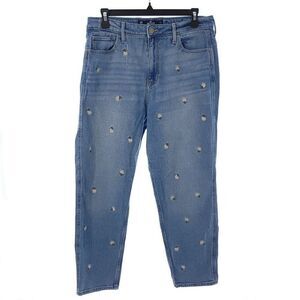 Hollister Womens Size 13R Ultra High Rise Mom Jean Floral Vintage Stretch Denim